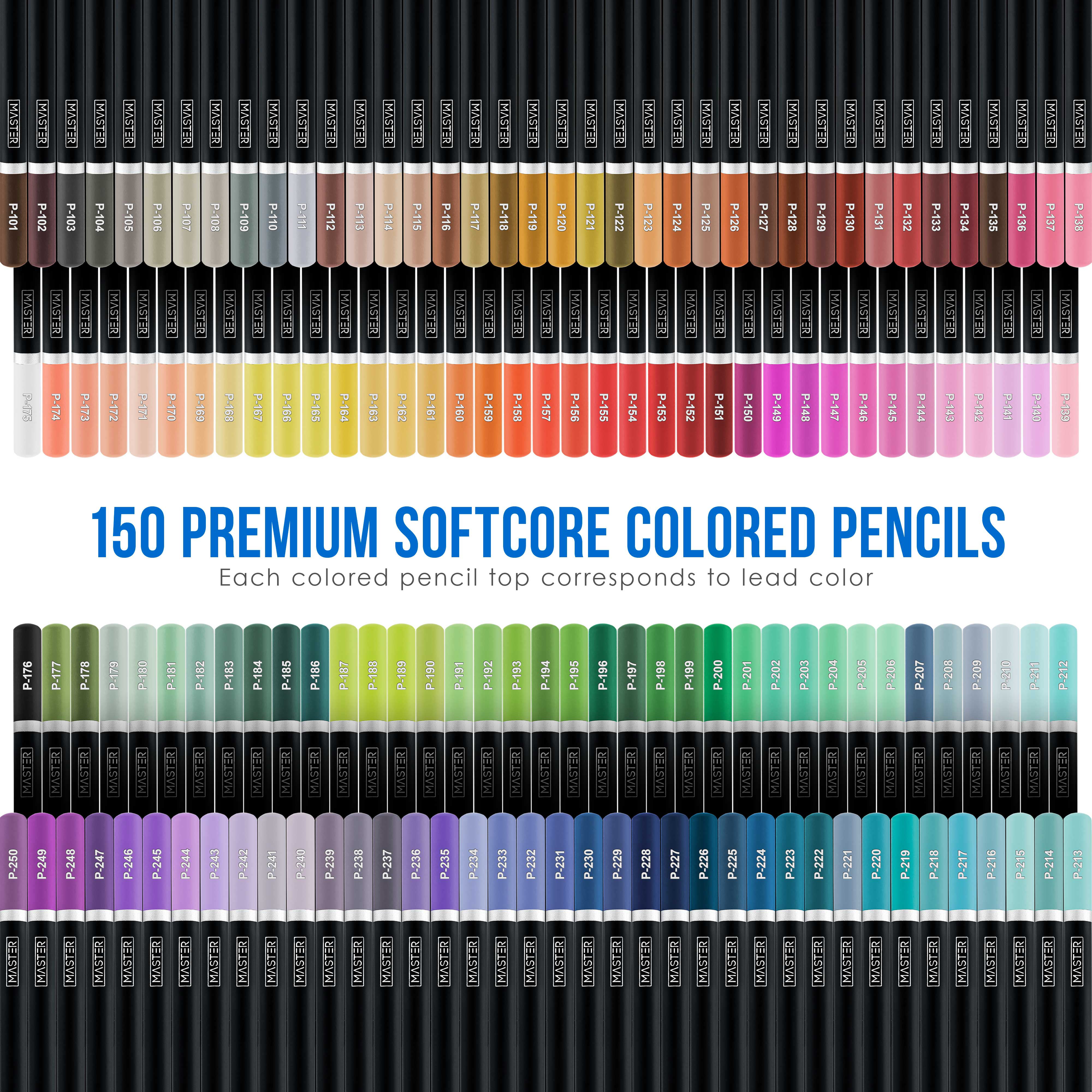 Master Art Colored Pencils Box Set 150 Colors Coloring Drawing Art Painting  Long