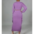 thumbnail image 5 of Two Piece Club Outfit for Women Long Sleeve Front Tie Up Crop Top Blouse Fringe Slim Fitted Pencil Skirt Maxi Dress, 5 of 7
