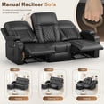 thumbnail image 3 of LOBERFVE Recliner Sofa with Storage Ottoman, 3 Seats Recliner, Recliner Couch, Modern Recliner Chair for Living Room, with Cup Holder and 2 Cell Phone Holder, USB Ports, 3 of 7