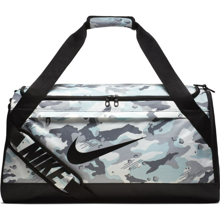 Nike Brasilia Printed Training Duffel Bag (White/Black/Black, Medium) 