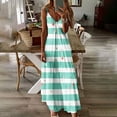 thumbnail image 1 of SMihono Robe Maxi Bohème d'Été pour Femmes Grande Taille Mode pour Femmes à Bretelles Taille Mi-Haute Col en V Sans Manches à Rayures Imprimées Ajustée Robe Longue de Plage Robe Évasée de Plage, 1 of 5