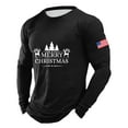 thumbnail image 3 of Christmas Tshirt Men Long Sleeve Letter Flag Christmas Tree Graphic Pajamas Tee Crew Neck Casual Soft Relaxed Family Xmas Gift Mens T-Shirts Black L, 3 of 4