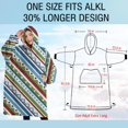 thumbnail image 4 of Oversized Wearable Blanket Hoodie,Colorful Geometric Stripe Pattern Sherpa Blanket Hoodie with Super Pockets,Super Warm Fuzzy Pullover for Women & Men, 4 of 6