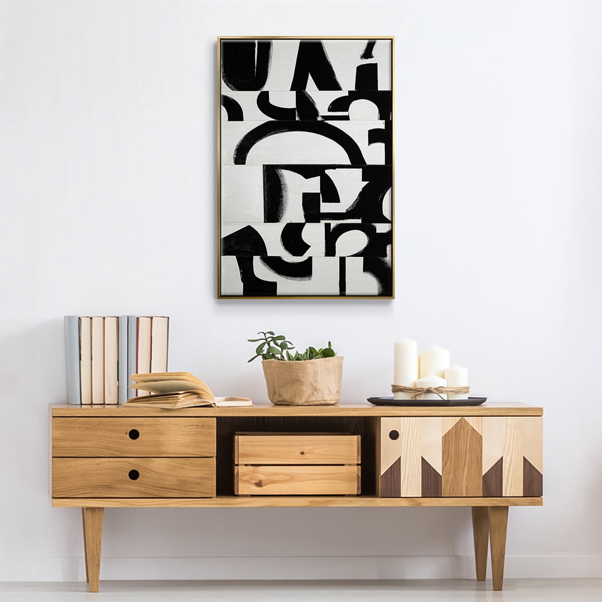 Prosperous Elements V11 Framed Premium Gallery Wrapped Canvas - Ready to Hang - 17 x 25 - Gold Floating Frame