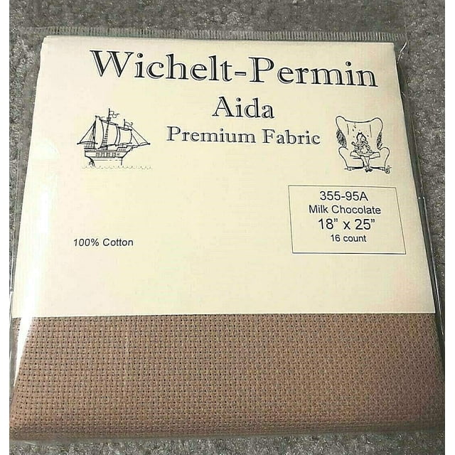 Wichelt Permin Aida Premium Fabric 16 Count 18" x 25" Milk Chocolate