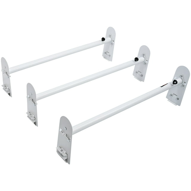 KFFKFF Commercial Vehicle Roof Ladder Holder, Trio-Bar Metallic Ladder Support, 750 LBS Load-Bearing Rain-Gutter Style Rack, Extendable Span from 40.2" to 74.8", Suitable for Chevrolet Express