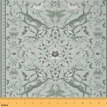 Homewish Farmhouse Wildlife Fabric by the Yard 2 Yards, Hippie Retro Floral Sewing Fabric, Mandala Bohemian Style Fabric for Sewing, Lightweight Room Decor