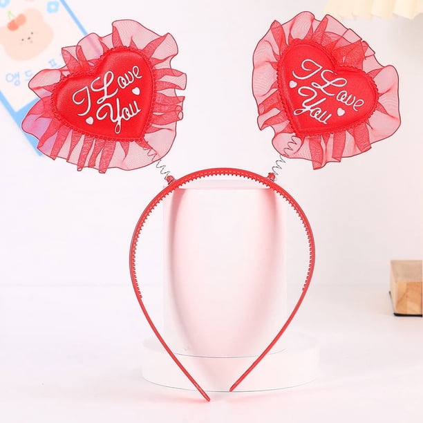 Diadema de amor para el día de San Valentín, diadema con lentejuelas, fiesta, lugar pintoresco, concierto, diadema de primavera para adultos con forma de corazón, material duradero
