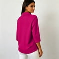 thumbnail image 6 of Womens Polo Shirts 3/4 Sleeve Collared Button Vintage Cute Fall Tops Hot Pink L, 6 of 9