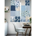 thumbnail image 4 of Blue Floral Sheer Curtains 63 Inch Length 2 Panels Set, Spring Flowers Plants Patchwork Grid Bohemia Voile Window Treatment Rod Pocket Curtains Sheers Drapes for Bedroom/Living Room/Kitchen 52x"63"x2, 4 of 7