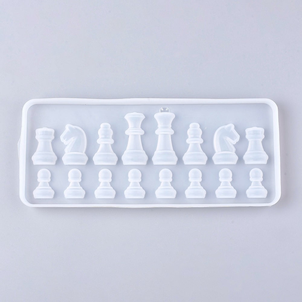 2sets Chess Board & Pieces Silicone Molds Resin Casting Molds For UV Resin Epoxy Resin Craft Making Classic Games for and Adults White 274x274x9mm Inner Diameter: 265x265mm
