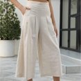 thumbnail image 2 of Pantalón capris con bolsillo para mujer pantalón suelto y fluido cómodo pantalón palazzo ropa diaria, 2 of 8