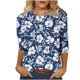 thumbnail image 2 of Xuyuer Women's Spring Summer Hawaiian Print Loose Casual Round Neck 3/4 Sleeve T-Shirt, Floral Pullover Top for Beach Vacations, Tropical Parties and Summer Holiday Style, 2 of 6