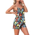 thumbnail image 4 of INSPIRE CHIC Women's Satin Lounge Set Sleeveless Cami Shirt Nightwear Sleepwear Pajama Sets S Black Colorful Flowers, 4 of 6