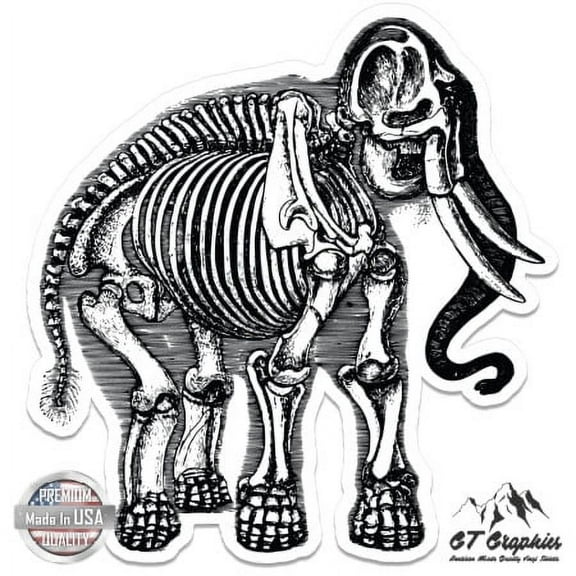 Vintage Elephant Skeleton - 3" Vinyl Sticker - For Car Laptop I-Pad Phone Helmet Hard Hat - Waterproof Decal