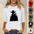 thumbnail image 1 of PEONAVET 3/3028 Length Sleeve Womens Tops, Women's 3/4 Sleeve Western Style Printed Casual T-shirt, 1 of 4