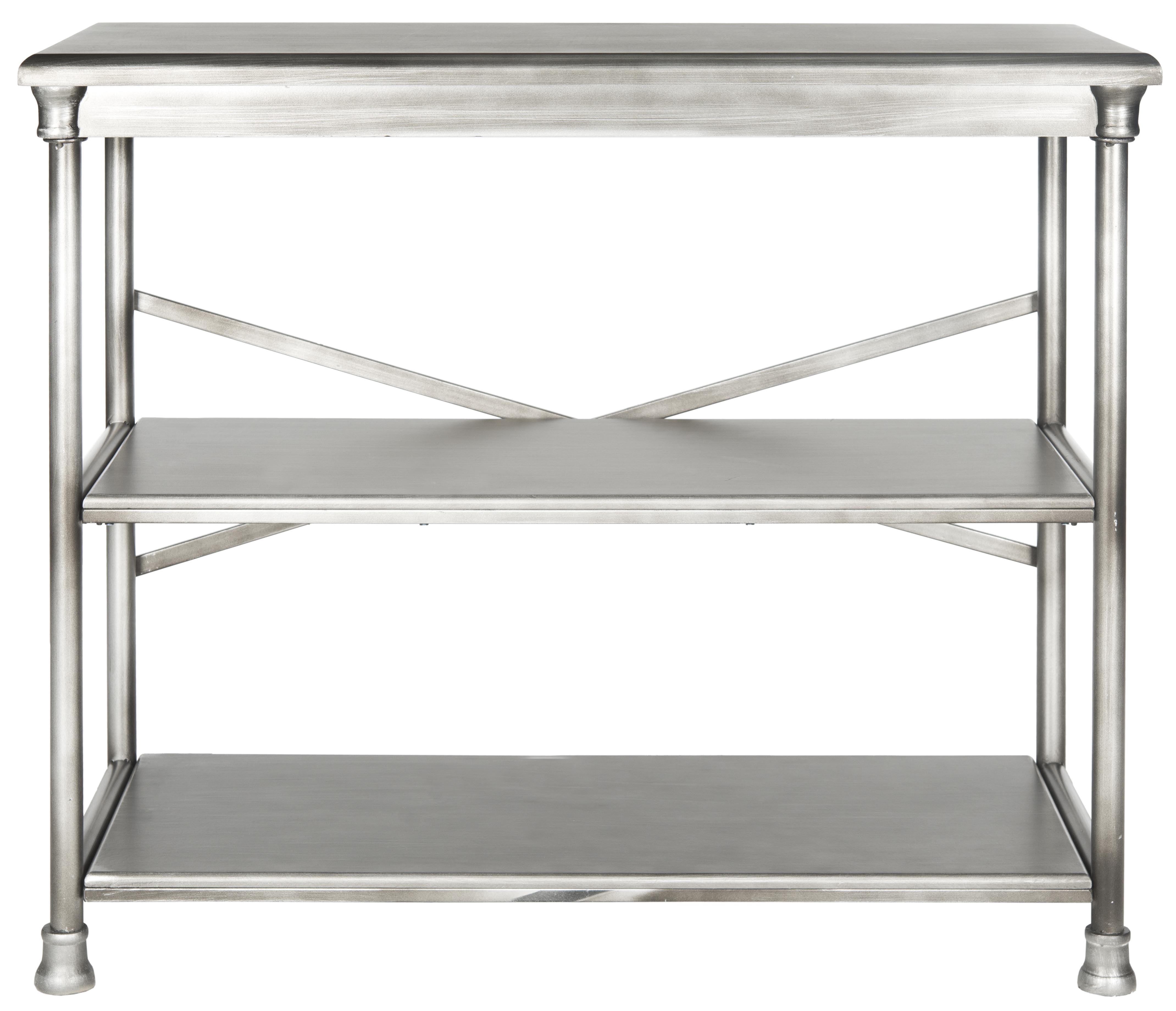 SAFAVIEH Jamison 2 Tier Industrial Glam Medium Bookcase, Dark Silver