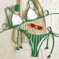 thumbnail image 4 of Women's Striped Bikini Swimsuit Two-piece Swimsuit Set Green S, 4 of 4