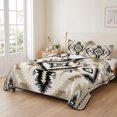 thumbnail image 2 of Twin Quilt Set 68''x86'', Boho Black Brown Lightweight Summer Bedspread Coverlet Set with 2 Pillow Shams, Southwestern Geometric Ethnic Retro Breathable All Season Quilt Bedding for Dorm/Bedroom, 2 of 9