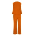 thumbnail image 6 of REORIAFEE Summer Casual 2 Piece Set for Women Comfy Outfits Workout Sports Tracksuit Two Piece Outfits Fashion Women Summer Casual Sleeveless Blouses Round Neck Tops Long Pants Orange XL, 6 of 7
