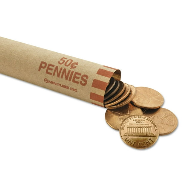 MMF Industries Nested Preformed Coin Wrappers Pennies .50 Red 1000