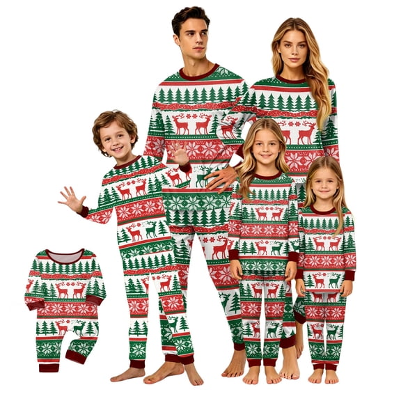 Lvotionpl 2026 Matching Family Christmas Pjs, Matching Christmas Pajamas Long Sleeve Top & Pants Set Matching Holiday Family Pajama Xmas Sets
