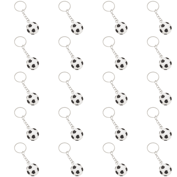 20 Pcs Soccer Ball Keychains, 3D Mini Sports Fan Keychains, Colorful Soft Silicone Pendant Charms, Robust Metal Chain & Ring, Decorative Party Favor Keychains