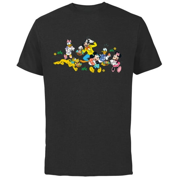 Disney Mickey and Friends Easter Egg Hunt - Short Sleeve Cotton T-Shirt for Adults - Customized-Black