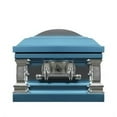 thumbnail image 2 of Overnight Caskets Praying Hands Funeral Metal Casket Blue with Blue Velvet Interior - Premium 18 Gauge Steel, 2 of 3