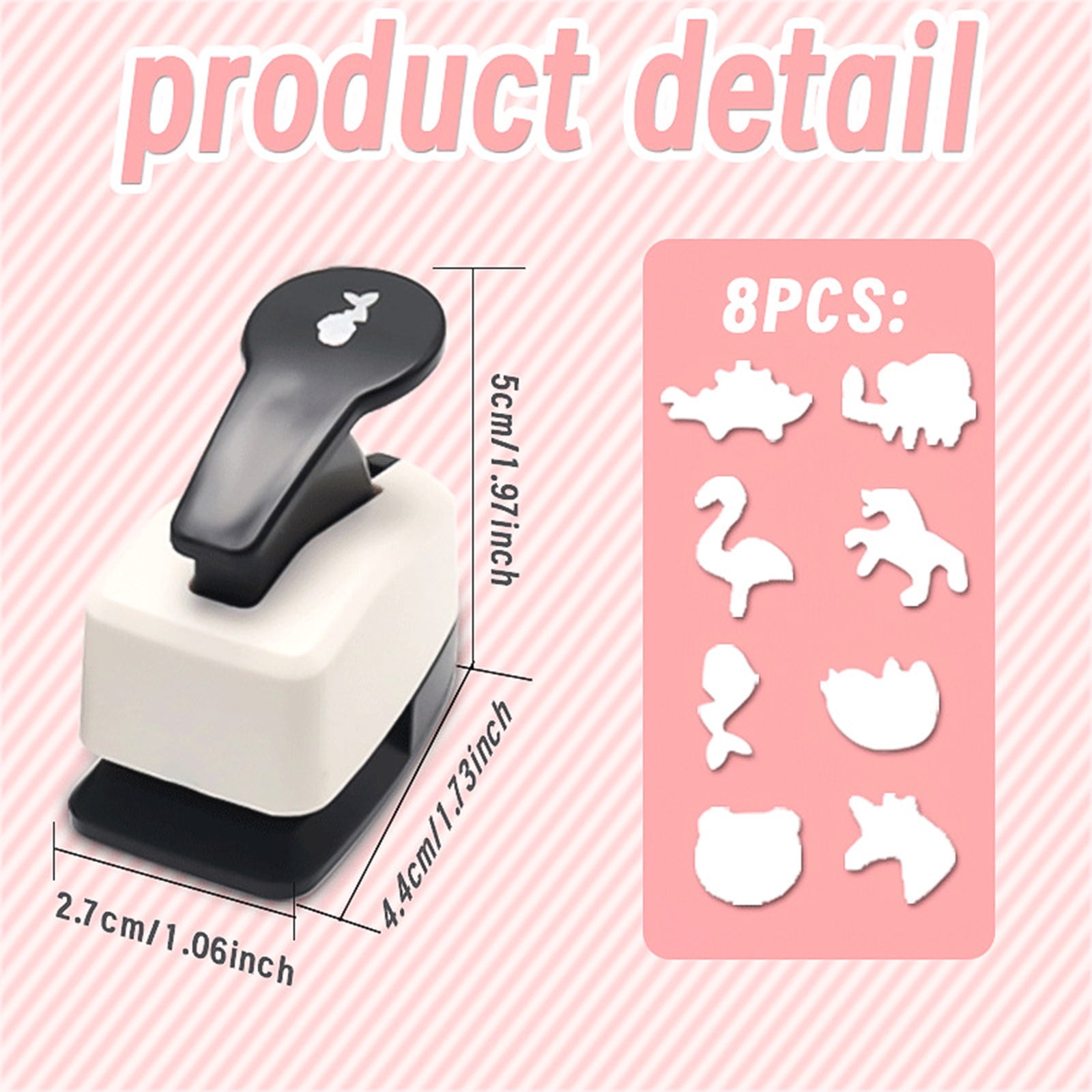 Dwellin 8 Pack Paper Hole Punch Craft Set for DIY Crafting Scrapbooking Handmade Greeting Cards Photo Albums Mini Cutter Nail Festival Cards(Dinosaur Shape)