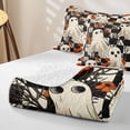 thumbnail image 4 of Homewish Halloween Spooky Animal Quilt Full, Checkered Flower Full Bedspread Sets, Black White Orange, 3 Pieces 1 Bedspread and 2 Pillowcases, 4 of 7