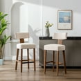 thumbnail image 3 of Guyou 30" Bar Stool Set of 6, Modern Linen Upholstered Counter Height Barstools with Hardwood Frame, Wooden Farmhouse Kitchen Island Chairs for Bar Restaurant, Beige, 3 of 10