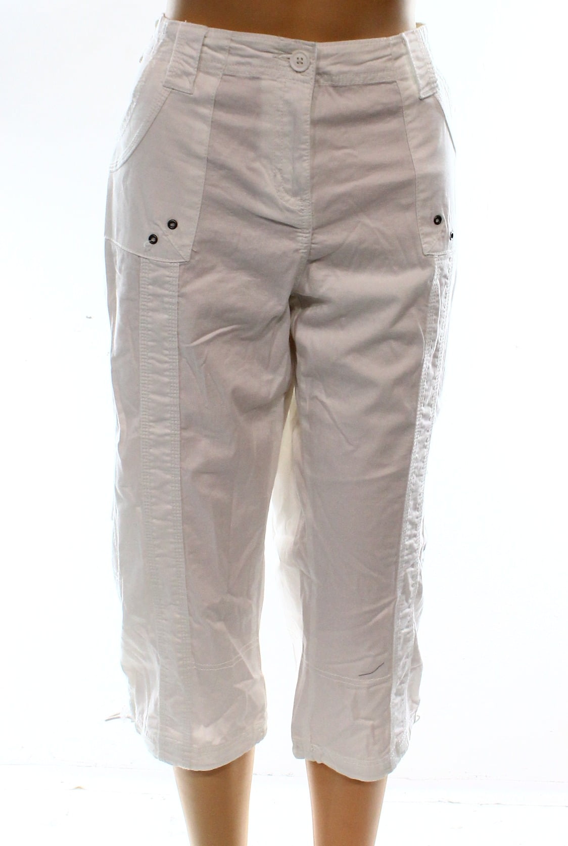 white cargo capri pants