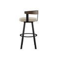 thumbnail image 3 of Amisco Lars 30 in. Swivel Bar Stool - Cream Bouclé Polyester / Brown Wood / Black Metal, 3 of 10