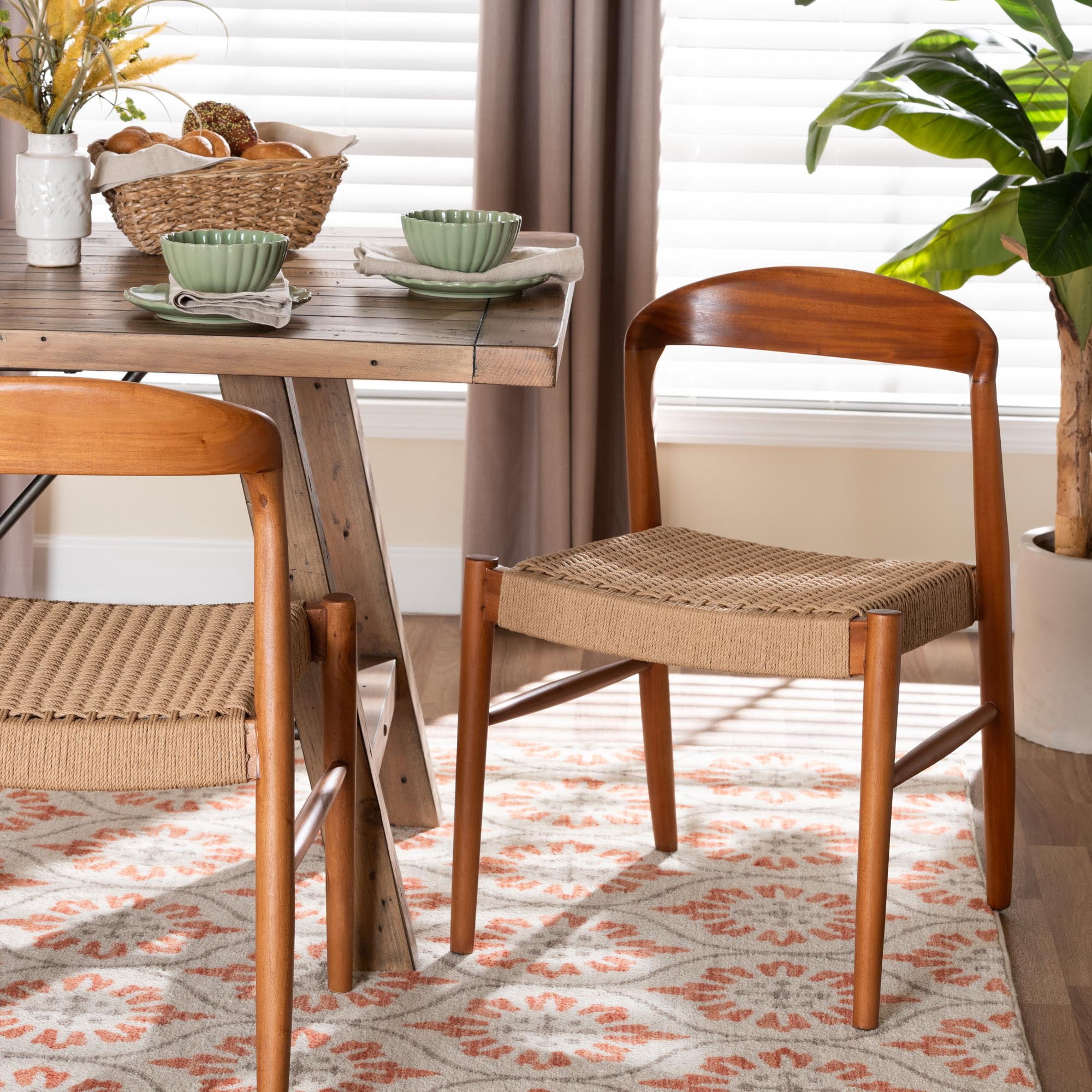 bali & pari Lorena Mid-Century Dining Chair, Honey