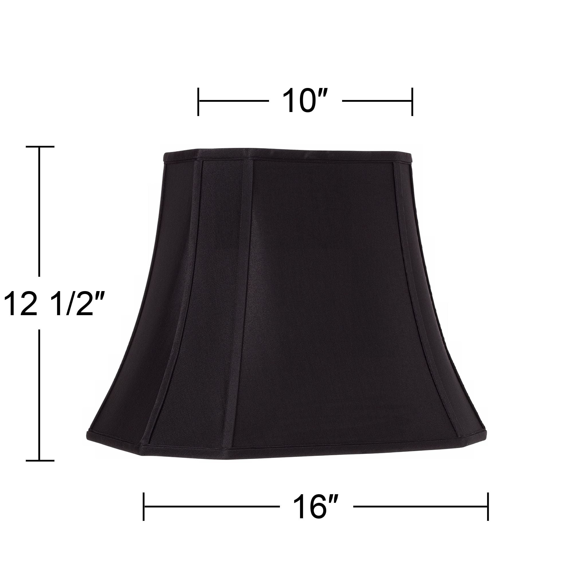Springcrest Set of 2 Oblong Lamp Shades Black Medium 10" Wide x 7" Deep at Top 16" Wide x 12" Deep at Bottom 12.5" High Spider Harp Finial