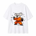 thumbnail image 4 of Women Oversized Casual Cotton Tee, Cartoon Kung‑Fu Koala Orange Martial‑Arts Uniform Drop‑Shoulder T‑Shirt, 4 of 9