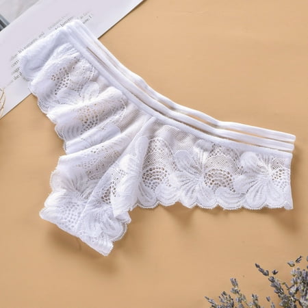 Panties for Women Decent Coverage: Lace Seamless Breathable Cotton Hollow Lace Brief Lightweight No Wedgie Underwear