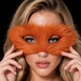 thumbnail image 3 of Mskk Faux‑Fur Masquerade Eye Mask for Women, Fluffy Furry Animal Theme Half‑Face Mask, Halloween Mardi Gras Cosplay Costume Party Fancy Dress Accessory, 3 of 5