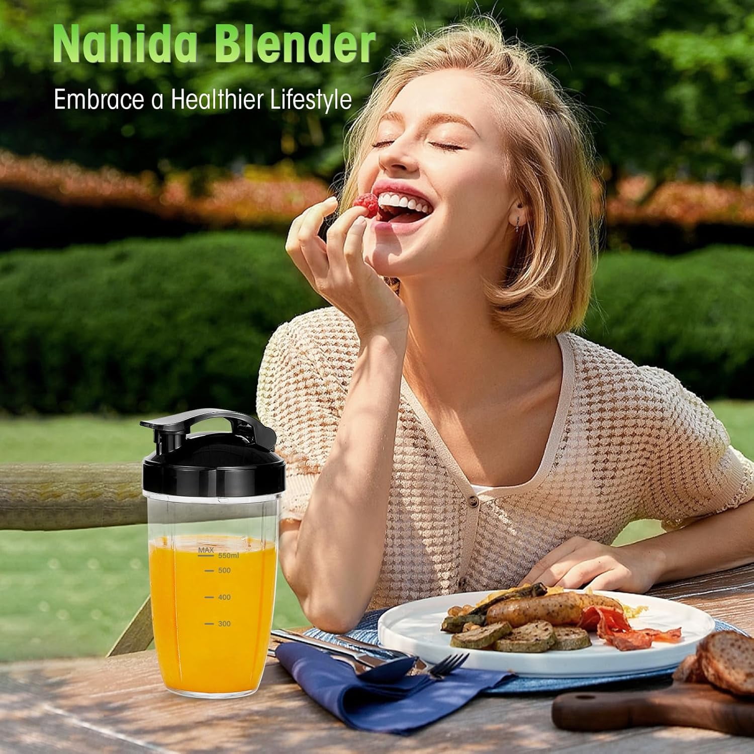 1200W High-Performance Blender with 2 6-Fin Blades, Ice Crushing Smoothie Blender for Home & Office