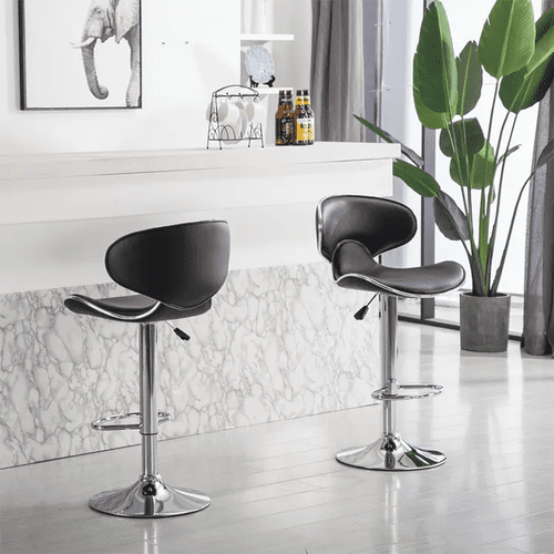 Bar Stools Set of 2 Counter Height Black Stool with Backrest and