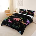 thumbnail image 2 of Homewish Colorful Dinosaur Duvet Cover Queen,Cute Animals Silhouette Queen Bedding,Black,Black Reversible,3pcs,1 Duvet Cover and 2 Pillowcases, 2 of 6