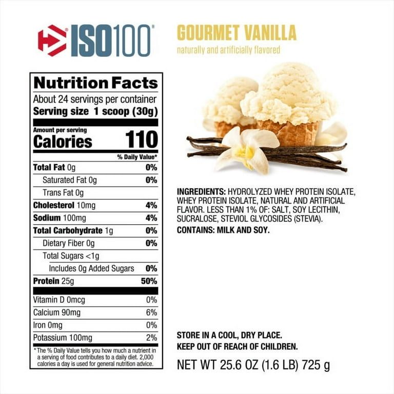 ISO100 Hydrolyzed 100% Whey Protein Isolate - Gourmet Vanilla (1.3