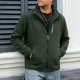 thumbnail image 2 of vdgthytj Jackets for Men Fleece Lined Long Sleeve Full Zip Stand Collar Elastic Cuffs Fall Winter Warm Thick Casual Outwear with Pockets(5X-Large,Green), 2 of 9