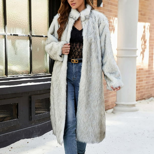 Chaqueta larga y cálida para mujer, de invierno, con cuello en V liso