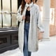 thumbnail image 1 of Chaqueta larga y cálida para mujer, de invierno, con cuello en V liso, 1 of 7