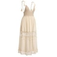 thumbnail image 2 of IBTOM CASTLE Women's Summer Slip Boho Maxi Dress Lace Up Tassel V Neck Flare Wedding Beach Dresses Holiday Outfit Photo Shoot M Beige Tassels, 2 of 7