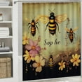 thumbnail image 6 of Creowell Bee Flowers Naturalism Pretty Shower Curtain Bathroom Decor 100% Polyester Fiber Set Chic Modern Shower Curtain with Hooks 60x72, 6 of 7