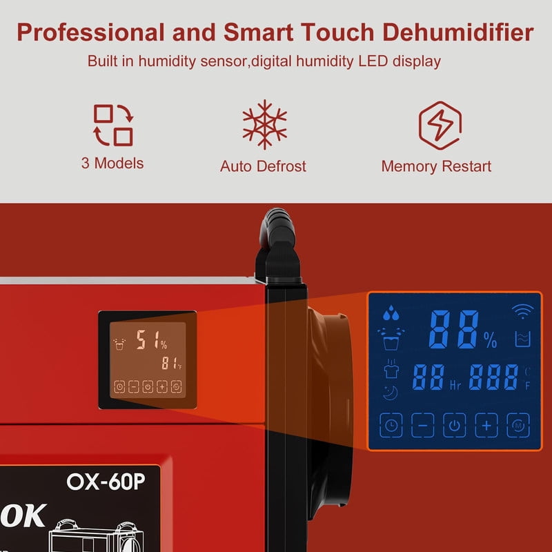 110 pt. 2,000 sq. ft. Bucketless Commercial Dehumidifier in Reds/Pinks with Auto Defrost