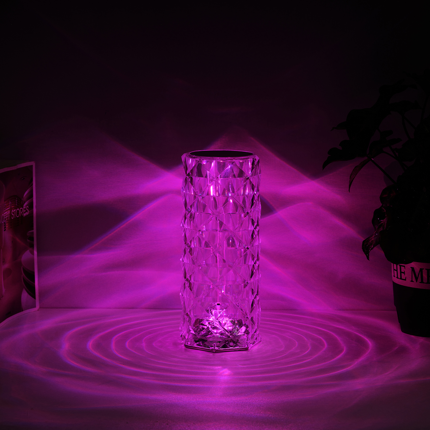 LED Integrated Rechargeable Crystal Portable Touch Lamp with Included Remote Control and USB Cable